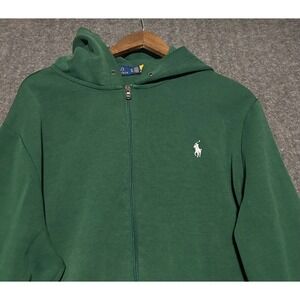 Polo ralph lauren double knit full zip hoodie pullover mens green size XL read